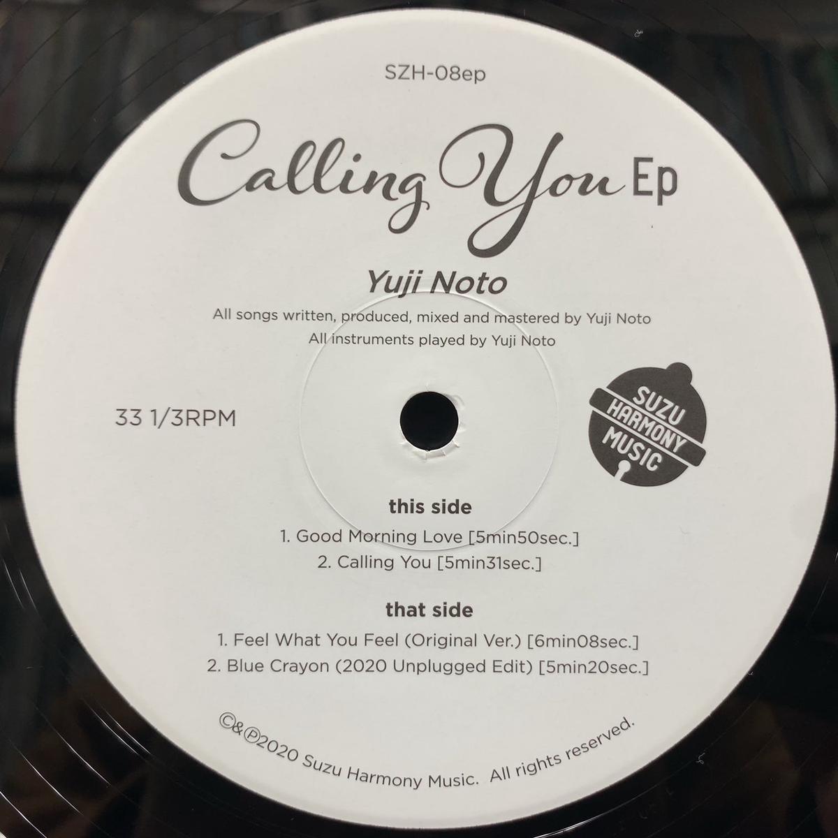 YUJI NOTO / Calling You EP (SHM-08, 12inch)